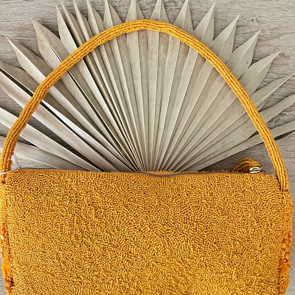 MANGO YELLOW VIRAL BEADED BAG HANDCRAFTED NWT - Picture 6 of 6